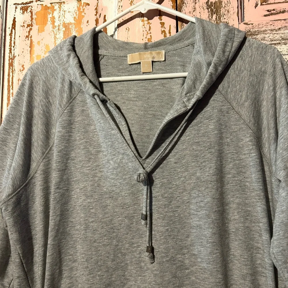 Michael Kors Light Gray Lace-Up Hooded Sweatshirt